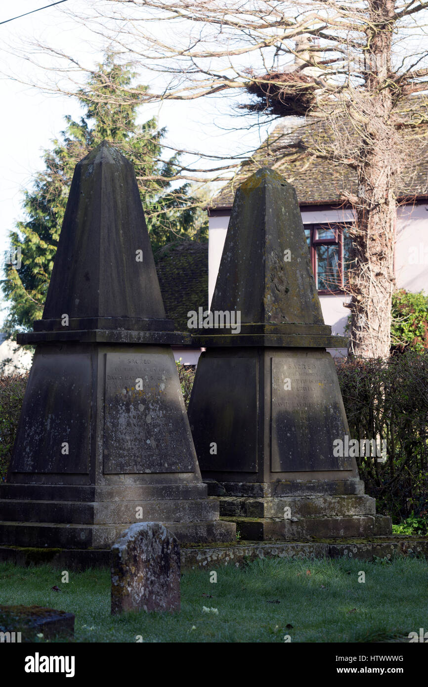 Graves of David Latimer St. Clair and his wife Elizabeth, St. Catherine`s churchyard, Staverton, Gloucestershire, England, UK Stock Photo